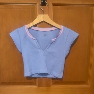 Out From Under Go For Gold Blue and Pink Top, Size Medium